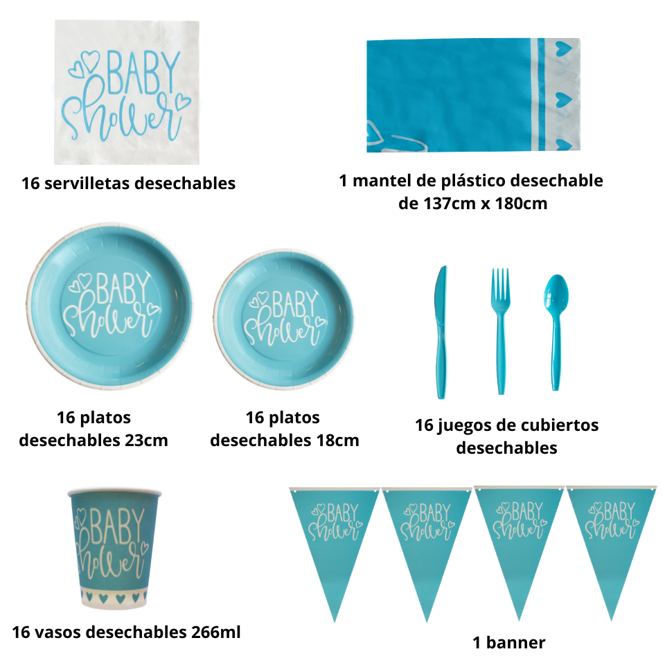 Set de baby shower azul